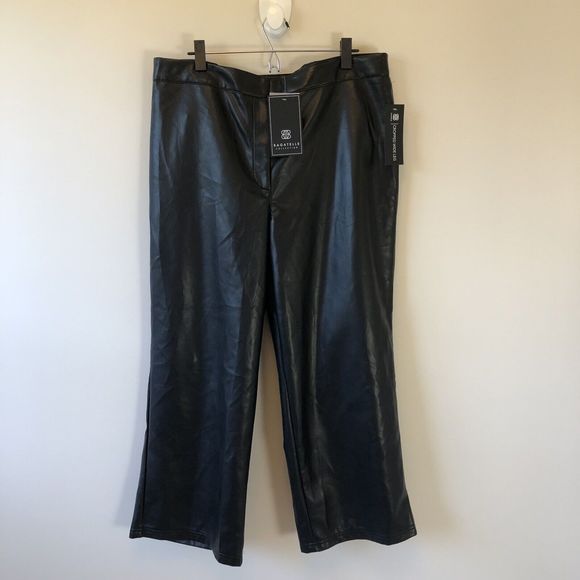 Bagatelle Wide Leg High Waisted Cropped Faux Leather Trouser Black XL NWT’s - Picture 4 of 13